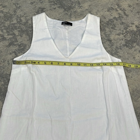 New Nobodys Child Piper Linen Blend V Neck Shift Dress Beachy White Sz 2 - Picture 8 of 11